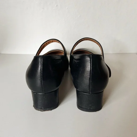 Black Italian Leather Mary Jane Heels - Picture 6 of 10